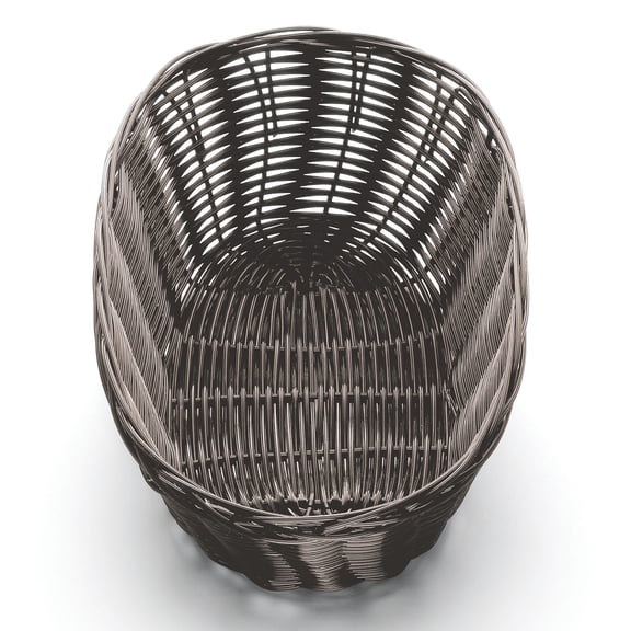 TableCraft 1476 Brown 10 x 6-1/2" x Oval Woven Plastic Basket - Dozen"