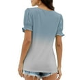 thumbnail image 7 of ZQGJB Womens Summer Ombre Tops Loose Fit Square Neck Dressy Casual Ruffle Trim Sleeve Cute T Shirts Trendy 2025 Outfit Clothes Light Blue L, 7 of 7