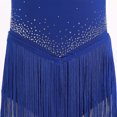 thumbnail image 7 of IBTOM CASTLE Girl Rhinestone Sparkly Fringe Bodysuit Tassel Kids Latin Jazz Dance Outfits Crisscross Back Gymnastics Dance Leotard 宝蓝色, 7 of 7