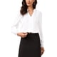 thumbnail image 1 of BLUSA CASUAL DE OFICINA INSPIRE CHIC PARA MUJERES, CHIFFON, CON CUELLO ALTO, ESCOTE EN V Y MANGAS LARGAS, TAMAÑO M, BLANCA, 1 of 6