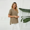 thumbnail image 2 of Zoeecloth Women's Casual Shirts V Neck Short Sleeve Pullover Shirts Summer Shirts Tops Loose Shirts S-XXL, 2 of 9
