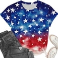 thumbnail image 5 of Htigea 4th of July Star Print T-Shirts for Women Red White and Blue Short Sleeve Patriotic Tops Summer Crewneck Pullover Tees, 5 of 8