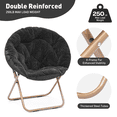 thumbnail image 5 of MoNiBloom Faux Fur Saucer Chair for Adults, Comfy Fluffy for Living Room Bedroom Dorm Apartment, with Thick Padded & Folding Metal Frame (Black), 5 of 10