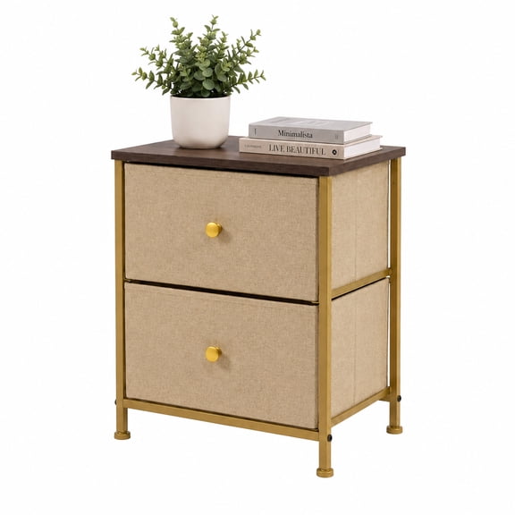 Alvantor Nightstand with 2 Storage Drawers, Small Bedside Table, Small Dresser with Sturdy Wooden Top for Daily Essentials, Compact Nightstand for Bedroom and Small Spaces