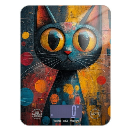 

Digital Kitchen Food Scale Weight Grams Oz for Baking Cooking Coffee 11lb 0.05oz/1g Glass Abstract Cute Cat