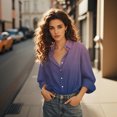 thumbnail image 2 of Button Down Shirts for Women, Comdrip Women's Gradient Printed Shirt Lapel Button Shirt Dress Shirts for Women Purple 2XL, 2 of 5