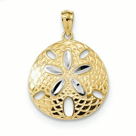 14K Two Tone Gold Sand Dollar Charm Pendant