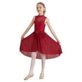 thumbnail image 3 of Linjinx Girls Sequined Ballet Lyrical Dance Chiffon Dress Gymnastics Leotard Sheer Mesh Skirts Burgundy 6, 3 of 7
