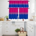thumbnail image 3 of Color Stripes Kitchen Curtains Valances and Tiers Set of 3 Pink Purple Navy Blue Striped Abstract Lines Tier Curtains and Valance with Rod Pocket for Small Windows, 27.5"x24", 3 of 9