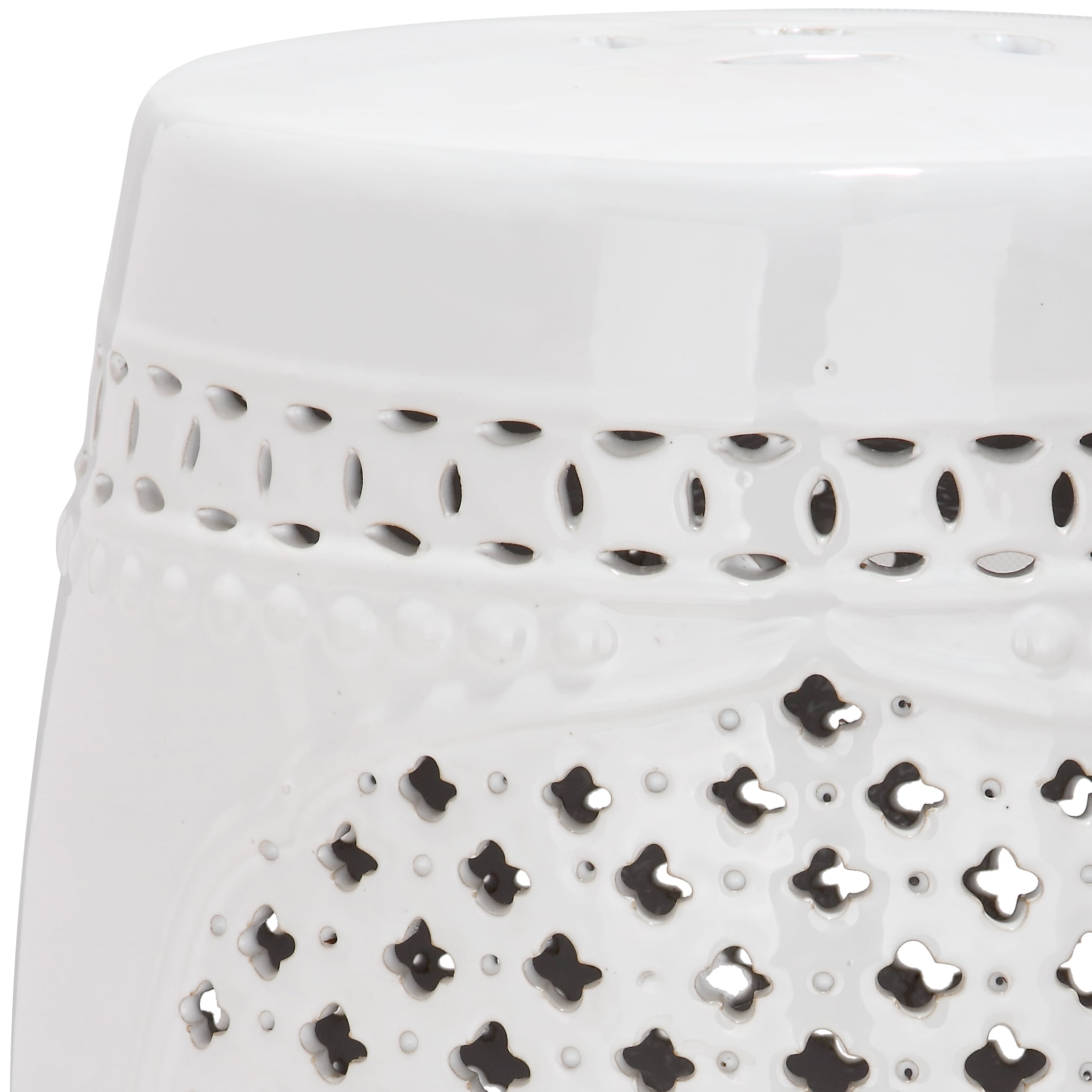 Safavieh Quatrefoil Ceramic Indoor/Outdoor Garden Patio Stool, White
