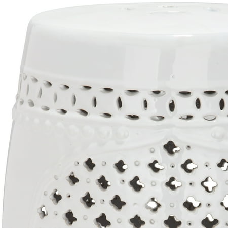 Safavieh Quatrefoil Ceramic Indoor/Outdoor Garden Patio Stool, White