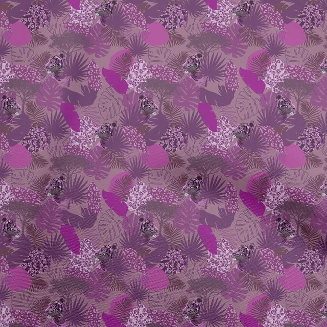 oneOone Velvet Purple Fabric Tropical Leaf Sewing Craft Projects Fabric Prints By Yard 58 Inch Wide