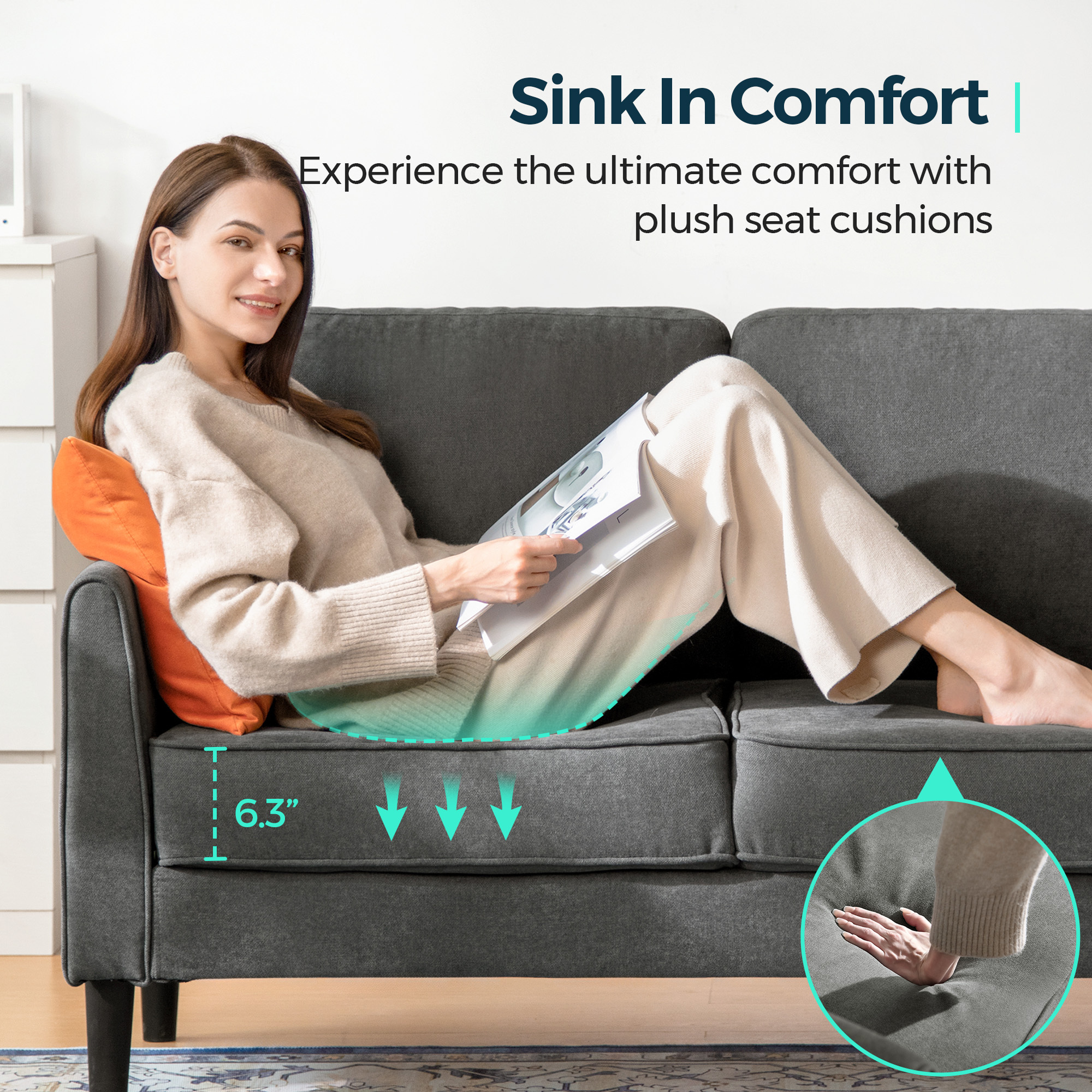 Linsy Home 79''W Corduroy Loveseat Sofa Couch for Living Room, Bedroom, Apartment and Small Space, Easy Assembly, Green