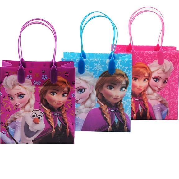 Disney Frozen Elsa , Anna and Olaf 12 Reusable Party Favors  Small Goodie Gift Bags 6"
