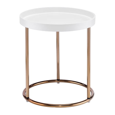 HomeRoots 469062 21.75 x 18.5 x 18.5 in. Copper & White Solid Wood & Steel Round End Table
