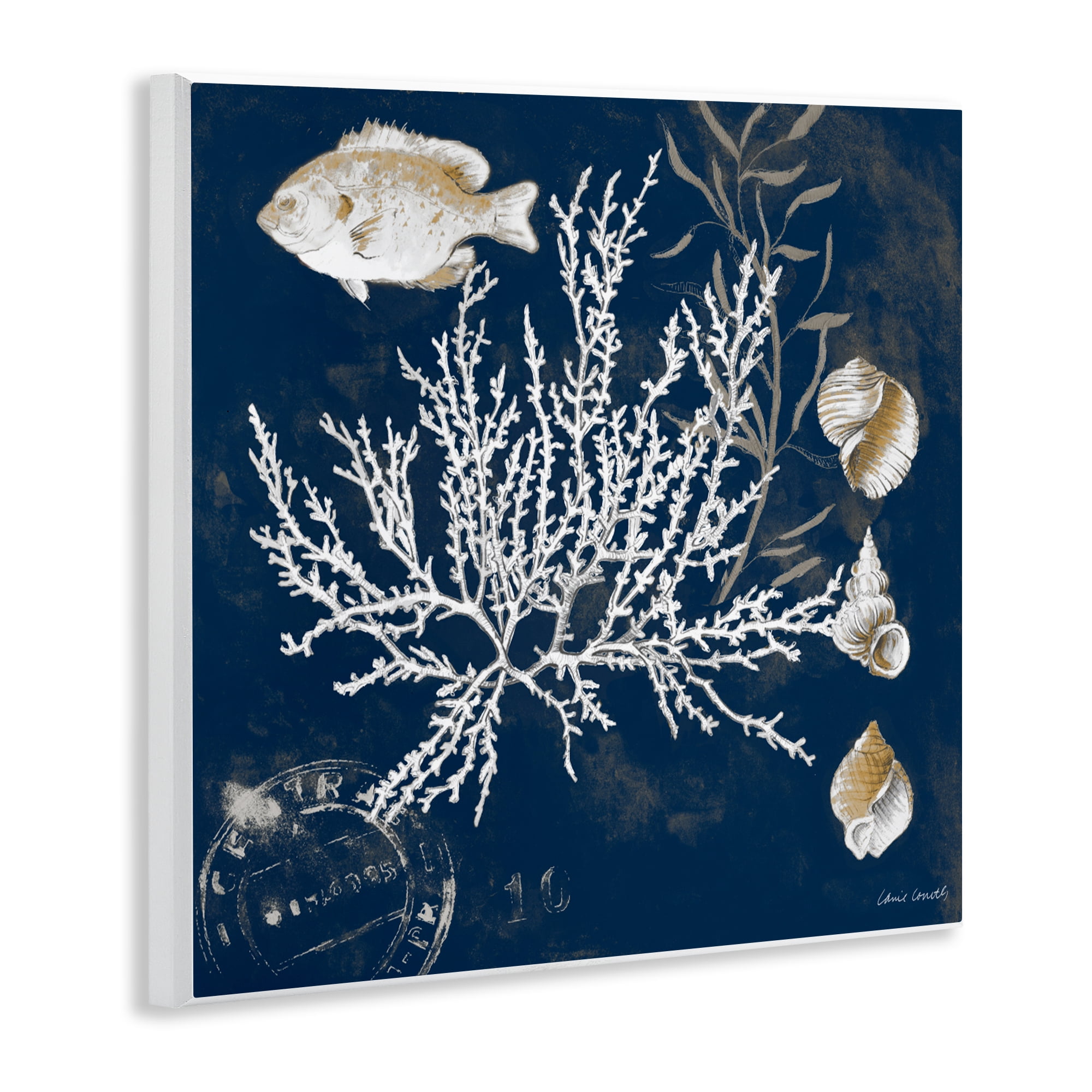 Stupell Industries Coral Medley on Blue Wall Plaque Art, design by Lanie Loreth