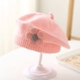 thumbnail image 3 of Girls Winter Hat Flower Decor Knitted Elastic Anti-slip Children Painter Cap Photo Prop Daily Outdoor Travel School Shopping Headwear, 3 of 8