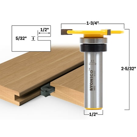

Yonico 5/32 x 1/2 Top Bearing Slot Cutter Router Bit - 1/2 Shank - 14913