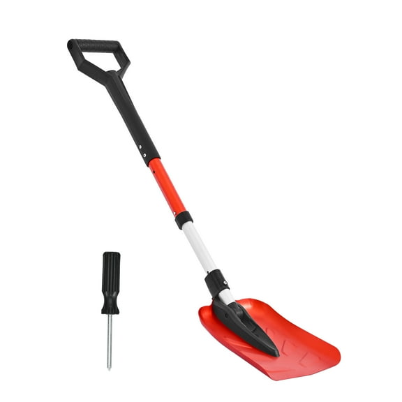 KFFKFF Foldable Snow Shovel for Driveways, 9 in Blade with D-shaped Handle, Adjustable Length 36-40 in, Lightweight Aluminum Alloy Tool for Snow Removal, Ideal for Gardens, Cars, and Camping