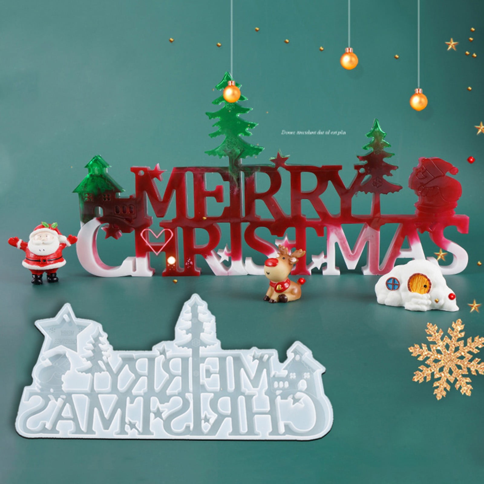 Merry Christmas Silicone Jewelry Casting Mold Resin Epoxy Mould Craft Decor Tool 