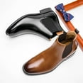 thumbnail image 3 of Botas vintage de invierno para hombre, botines de piel auténtica, botas de piel forrada, botas Martin, 3 of 3
