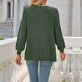 thumbnail image 4 of Women Solid Pullover Shirts Long Puff Sleeve Round Neck Casual Loose T-Shirt Pleated Tops Green,L, 4 of 6