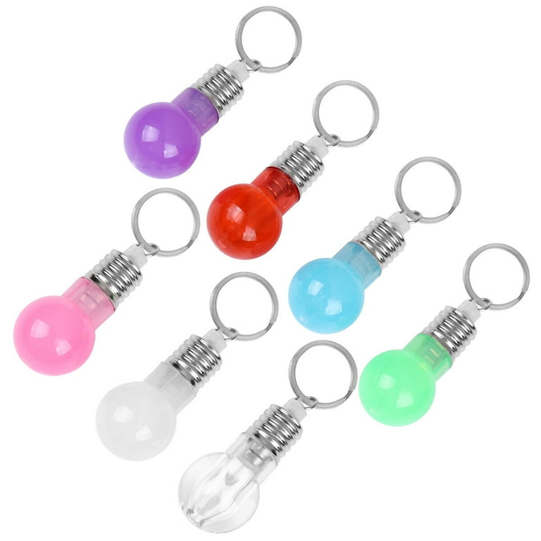 Led Keychain Key Bulb Chain Ornaments Light Lamp Christmas Keyring Unique Changing Color Flashlight Rings Mini