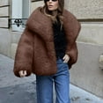 thumbnail image 6 of Pincandy Women's Faux Fur Coat Fluffy Faux Fur Jacket Long Sleeve Lapel Furry Winter Jackets Shaggy Parka Short Coat, 6 of 7