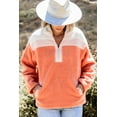 thumbnail image 6 of Orange Colorblock Half Zipper Stand Neck Sherpa Sweatshirt for Women - [ZhiHiMeRi] | (US 12-14)L, 6 of 12