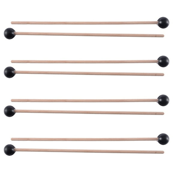 8Pcs Soft Rubber Sticks Wood Handle Bell Mallets for Glockenspiel Xylophone Bell Music Instruments Parts Black