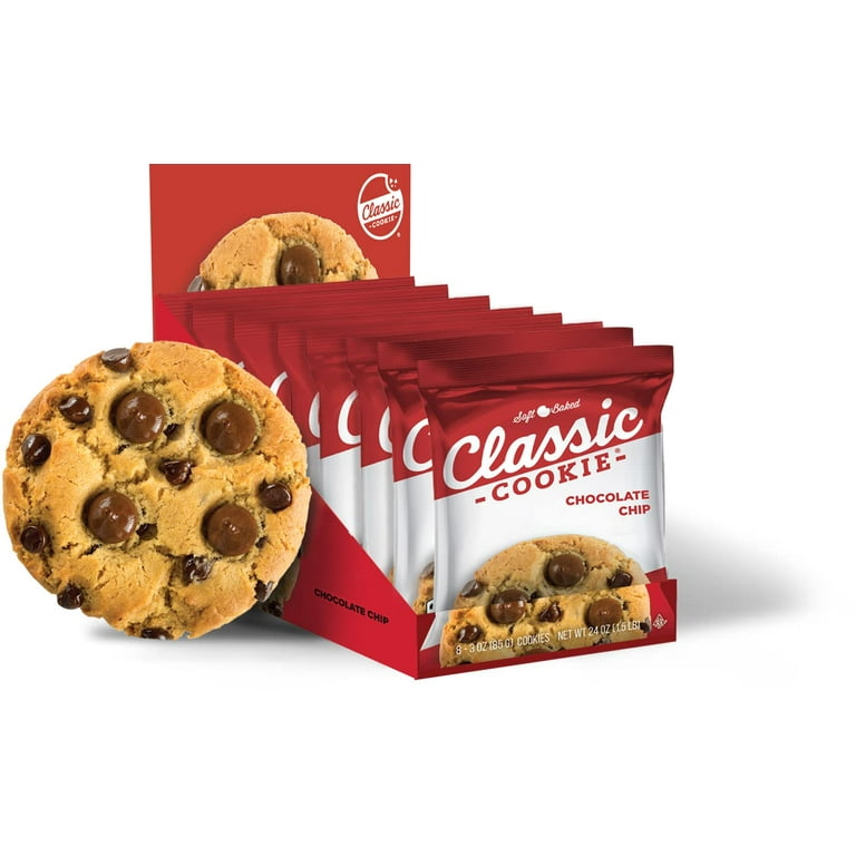 Classic Cookie Soft Baked Cookies, 8 Individually Wrapped Cookies Per Box  (Chocolate Chip, 12 Boxes) 