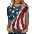 thumbnail image 2 of American Flag Women Shirt Women Red White and Blue Shirt 4th of July T Shirt Women 4th of July Women Tops Womens 4th of July Tees Casual Crewneck 3/4 Sleeve Loose T Shirt Ladies Blouses Shirts, 2 of 5