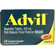 Advil Ibuprofen Pain Reliever Fever Reducer Coated Caplets, 24 Count