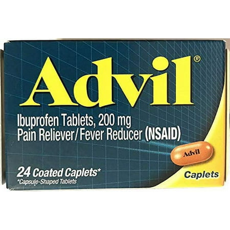 Advil Ibuprofen Pain Reliever Fever Reducer Coated Caplets, 24 Count