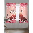 thumbnail image 5 of Sheer Curtains 63 Inch Length 2 Panels Set for Bedroom, Pink Mountains Semi Sheer Curtains for Windows, Modern Aesthetic Cherry Blossoms Cranes Voile Window Treatments Rod Pocket Curtain, 5 of 7
