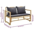 thumbnail image 5 of vidaXL Patio Loveseat 2 Seater Sofa with Cushions for Balcony Backyard Bamboo, 5 of 22