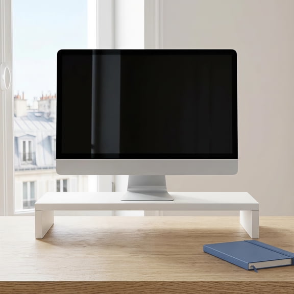 LABSERRON Elevated Wood Computer Monitor Stand Shelf - 1 Pc, Perfect for Back to School Desk Organization