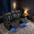 thumbnail image 2 of Loveseat Recliner Sofa, Manual Reclining Couch with Console, AC Outlet & USB-A/USB-C Ports, Wall Hugger RV Sofa for Living Room & Home Theater with Cup Holders LED Light, 2 of 11