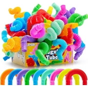 SYNCFUN 9 Pack Large Pop Tubes Sensory Toys Up to 27.5" Fidget Tubes Party Favors for Kids Connectable & Extendable Stress and Anxiety Relief Stretchy Toys for Boys Girls