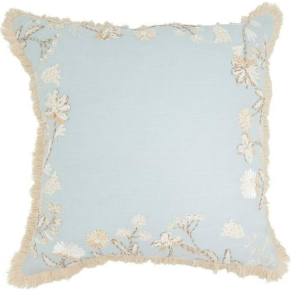 Graceful Embroidered Floral Pillow Cover