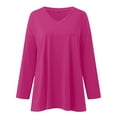 thumbnail image 4 of TODOZO Women's Oversized T Shirts V Neck Tees Summer Long Sleeve Casual Comfy Cozy Tunic Tops Loose Fit Shirts Solid Basic Tops Womens Long Sleeve Tops Oversized T Shirts Striped Shirts Round Neck, 4 of 5