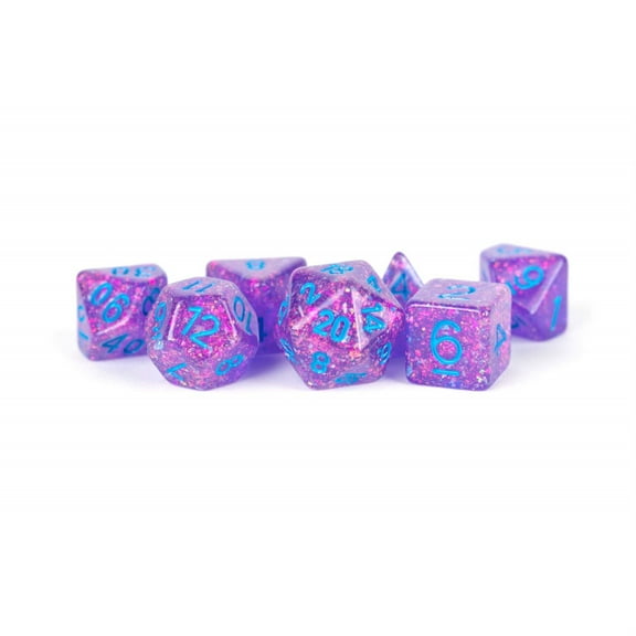 16mm Resin Flash Dice Poly Dice Set: Purple
