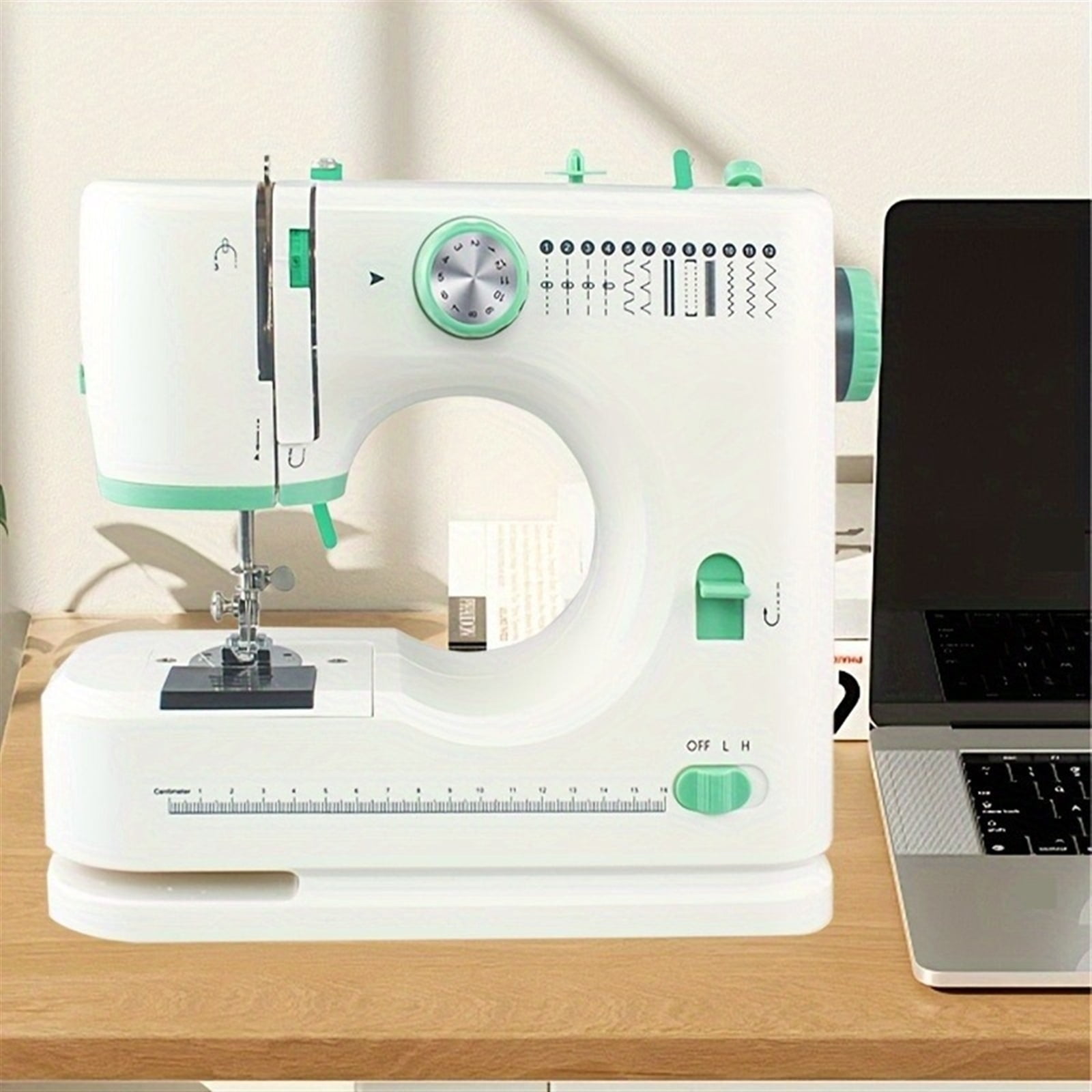 Electric Green Household Sewing Machine, Portable Sewing Machine For Beginner, Double Needle And Thread,16 Kinds Of Stitches