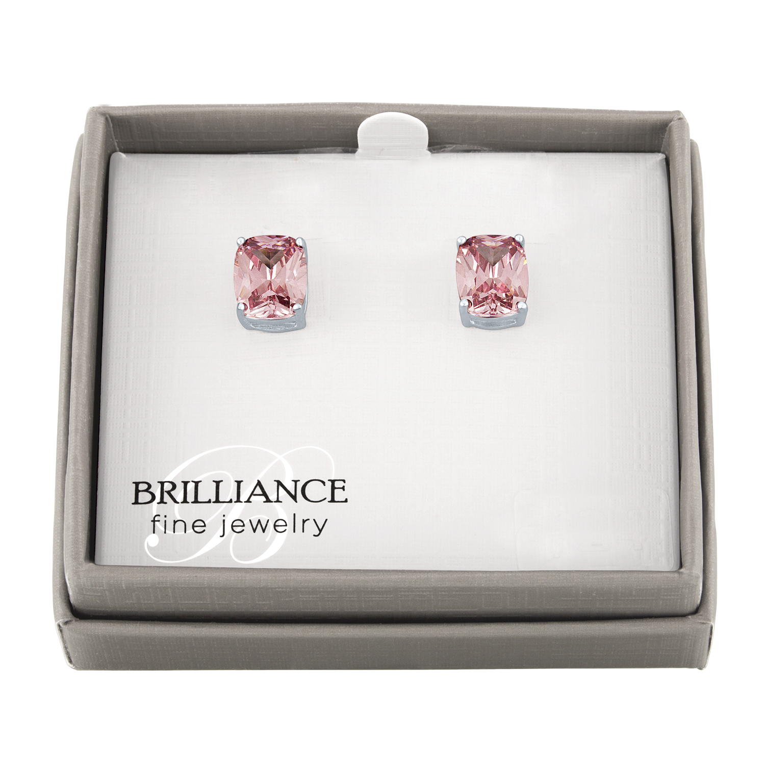 Ladies Brilliance Fine Jewelry Simulated Morganite and CZ Sterling Silver Earrings