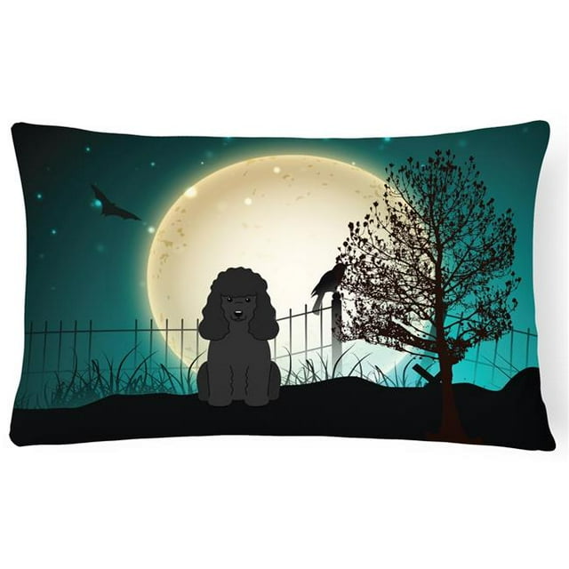 Halloween Scary Poodle Black Canvas Fabric Decorative Pillow