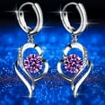 thumbnail image 5 of Mnyotv Earrings for Women Silver Hoop Earrings Stud Earrings for Women Pendant Earrings Eternal Heart Ladies Temperament Long Fashion Heart Earrings Purple, 5 of 5