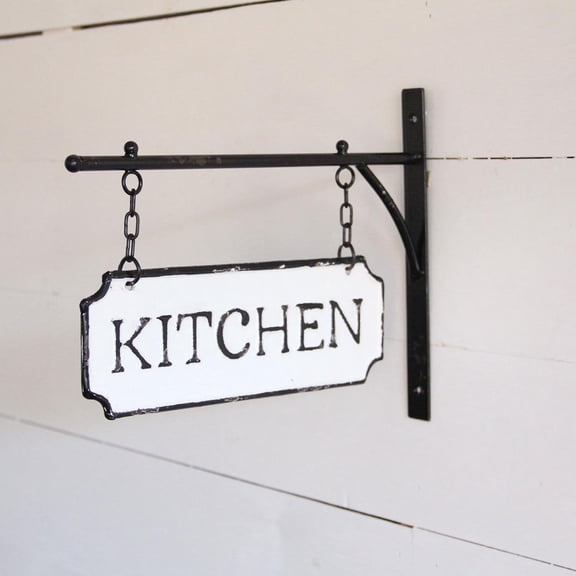 Foreside White & Black Enamel Kitchen Wall Sign – 7x7 Inch Metal Hanging Décor