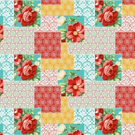 The Pioneer Woman 44" Cotton Floral, Patchwork and Watercolor Sewing & Craft Fabric By the Yard, Multi-color
