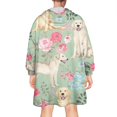 thumbnail image 2 of Labrador Dog and Flower Floral Wearable Oversized Blanket,Wearable Blanket Hoodie for Adults,Cozy Hooded Blankets with Super Pockets,Super Warm Fuzzy Pullover for Women & Men, 2 of 6