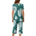 thumbnail image 7 of Nmnitkp Pajamas for Women Set Soft and Friendly Skin Women Pajamas Sets Boho Floral Pleated Loungewear Short Sleeve Button Crewneck Tops and Capri Pants 2 Piece Outfits with Pockets, 7 of 7